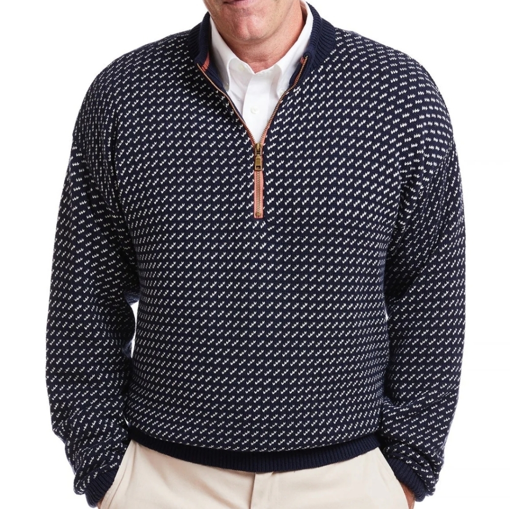 Castaway Nantucket navy birdseye 1/4 zip knit cotton sweater